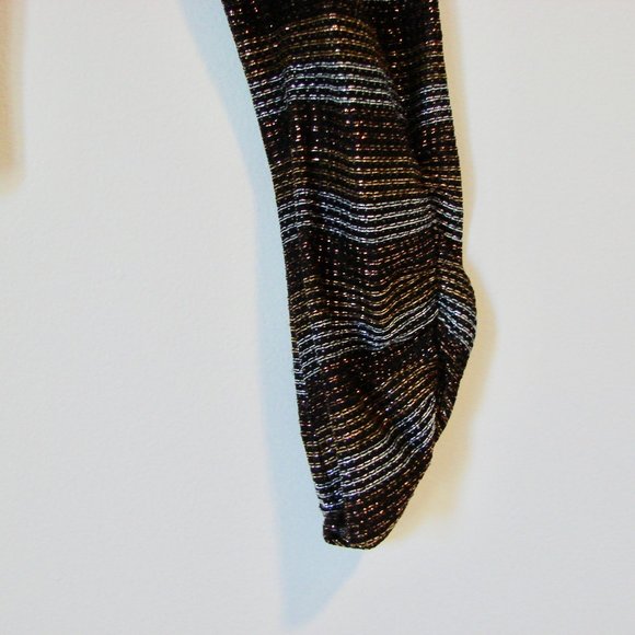 Vintage Metallic Top Shiny Sparkle Disco V-neck Ruched Top Holiday Party Medium - Picture 8 of 11